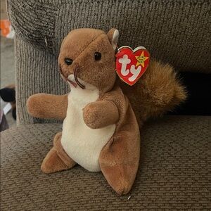 Ty beanie baby Plush Squirrel Toy - Brown and White